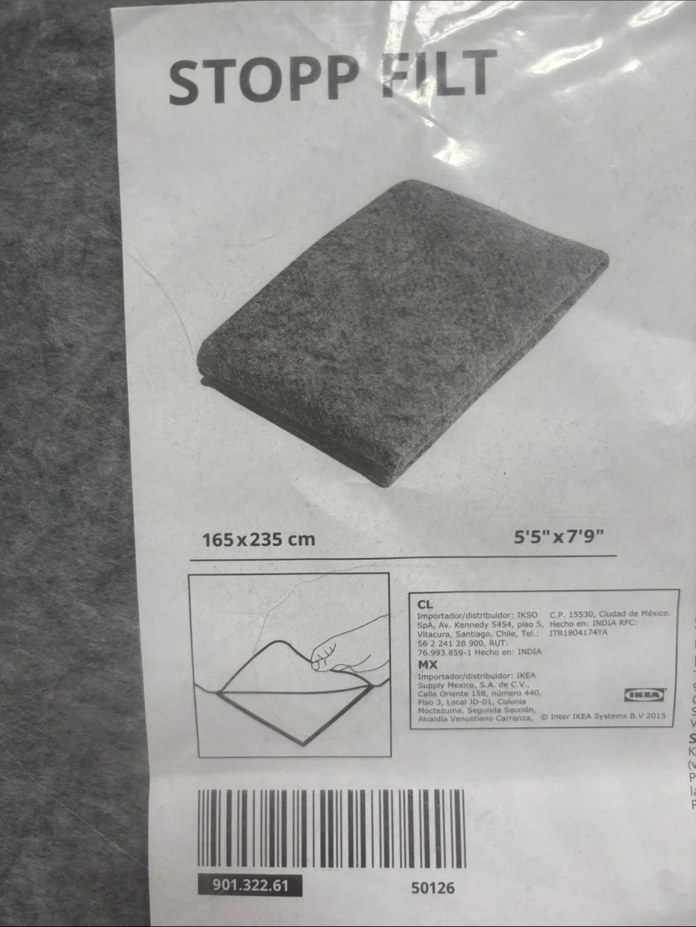 IKEA STOPP FILT Rug Pad New